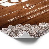 Rustieke houten en witte kant Snap-huwelijksbord Poster (Hoek)