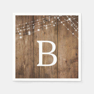 Rustieke Houten en Witte Lichten, Monogram Servet