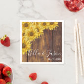 Rustieke Houten Felgele Zonnebloem Bruiloftsfeest Servet (Insitu)