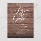 Rustieke houten foto QR-code save the date Briefkaart (Voorkant)