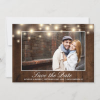 Rustieke houten fotostringlichten | Bewaar de datu