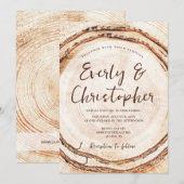 Rustieke houten gesneden plak  bruiloft kaart (Voorkant / Achterkant)