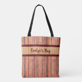Rustieke houten gestreepte Canvas tas (Achterkant)