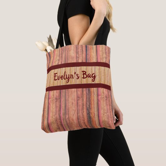 Rustieke houten gestreepte Canvas tas (Dichtbij)