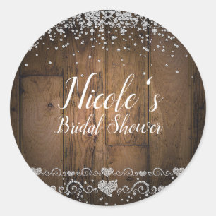 Rustieke Houten Glam Diamonds Glitter Party Favor Ronde Sticker