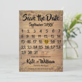 Rustieke Houten Gouden Liefdes Hart Kalender Bewaa Save The Date (Staand voorkant)