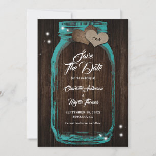 Rustieke Houten Groene Mason Jar Trouwfeest Save The Date