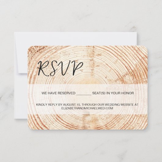 Rustieke Houten Handlettering RSVP gereserveerde Z Kaartje (Voorkant)