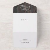 Rustieke Houten Hart Typografie Bruiloft All In One Uitnodiging (Buitenkant)