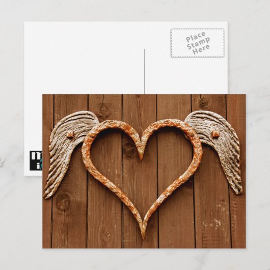 Rustieke Houten Hart Valentijnsdag Feestdagenkaart (Voorkant / Achterkant)