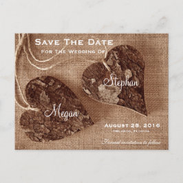 Rustieke Houten Harten Wedding SaveTheDate Briefka Aankondigingskaart