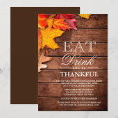 Rustieke Houten Herfst Esdoorn Thanksgiving Eettaf Kaart (Voorkant / Achterkant)