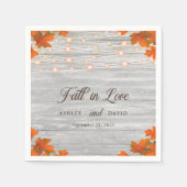 Rustieke Houten Herfst In Liefde String Lights Bru Servet (Voorkant)