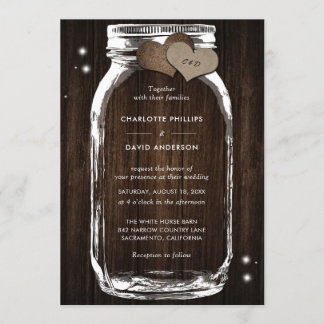 Rustieke houten jute harten Mason Jar bruiloft Kaart