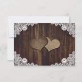 Rustieke houten jute kant bruiloft RSVP Maaltijd k Kaartje (Achterkant)