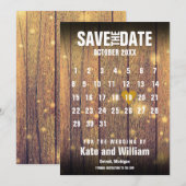 Rustieke Houten Kalender Save the Date Kaart (Voorkant / Achterkant)