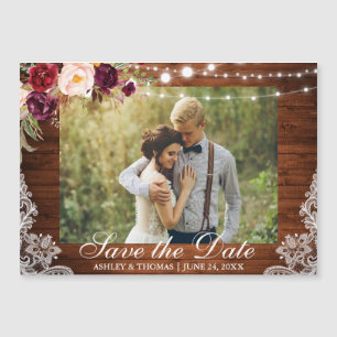 Rustieke Houten Kant Bloemen Magnetisch Save the D
