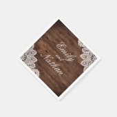 Rustieke Houten  Kant Bruiloft Servetten (Hoek)