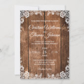 Rustieke Houten Kant Land Bruiloft Uitnodiging (Voorkant)