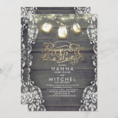 Rustieke Houten Kant Mason Jar Lights Engagement P Kaart (Voorkant / Achterkant)