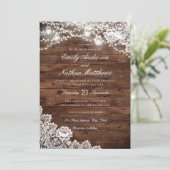 Rustieke Houten Kant Mason Jar String Lights Weddi Kaart (Staand voorkant)