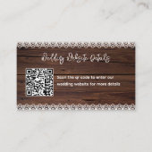 Rustieke Houten Kant QR CODE Bruiloft Website Deta Informatiekaartje (Voorkant)