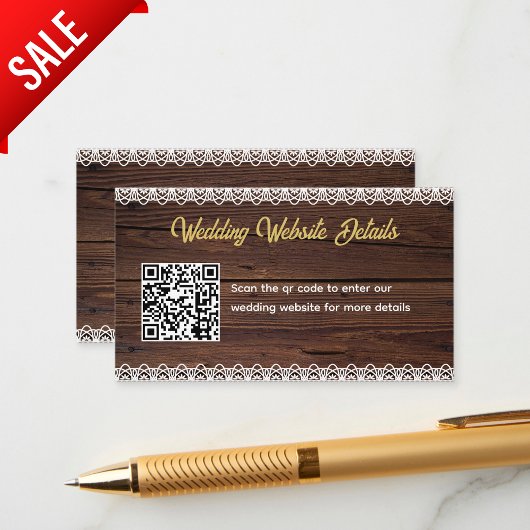 Rustieke Houten Kant QR CODE Bruiloft Website Deta Informatiekaartje