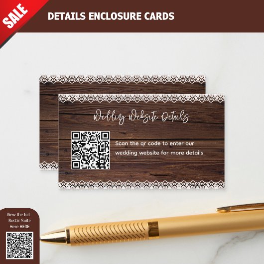 Rustieke Houten Kant QR CODE Bruiloft Website Deta Informatiekaartje