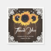 Rustieke Houten Kant Zonnebloem Bruiloft Dank u Servet (Voorkant)