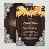 Rustieke Houten Kant Zonnebloem Bruiloft uitnodigi Kaart (Voorkant / Achterkant)