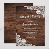 Rustieke houten kantbrunch en bubbelig Vrijgezelle Kaart (Voorkant / Achterkant)