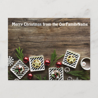 Rustieke houten kerst ornamenten op maat gemaakte briefkaart