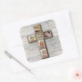 Rustieke houten kruis eerste communie foto - Stick Vierkante Sticker (Envelop)