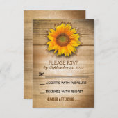 rustieke houten land zonnebloem bruiloft RSVP (Voorkant / Achterkant)