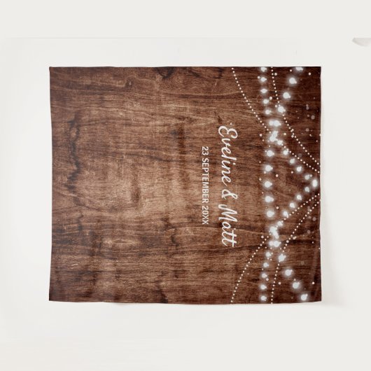 Rustieke houten landelijke boho snoerlichten bruil wandkleed (Voorkant (horizontaal))