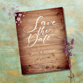 Rustieke Houten Landelijke Script Bewaar de Datum Briefkaart