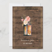 Rustieke Houten Lantaarns Country Coral Floral Wed Kaart (Achterkant)