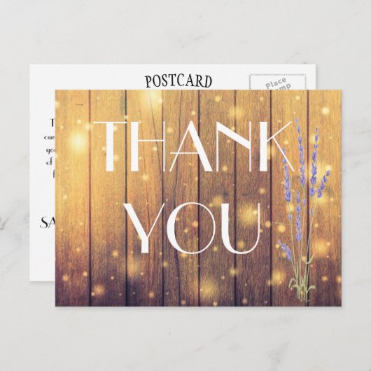 Rustieke Houten Lichte Lavendel Dank u Briefkaart (Voorkant / Achterkant)