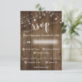 Rustieke houten lichten en RSVP met menuopties (Staand voorkant)