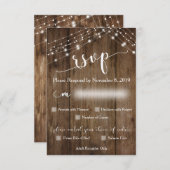 Rustieke houten lichten en RSVP met menuopties (Voorkant / Achterkant)