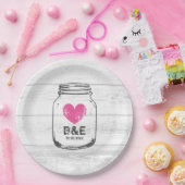 Rustieke houten metselaar potje land bruiloft part papieren bordje (Feest)