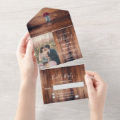 Rustieke houten metselaar potje monogram foto Brui All In One Uitnodiging (Afscheurbaar)