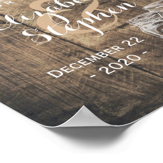 Rustieke Houten Metselaars Pot String Licht Trouw  Poster (Hoek)