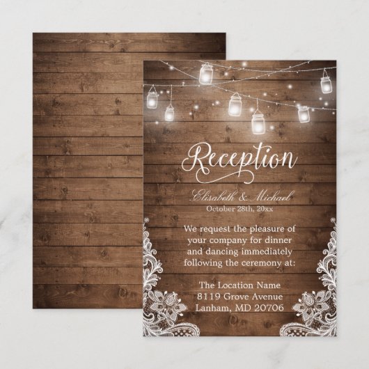 Rustieke houten Metselpot String Licht Slinger Blo Kaart (Voorkant / Achterkant)