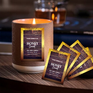 Rustieke houten minimalistische Folie border Kaars Voedselcontainer Etiket