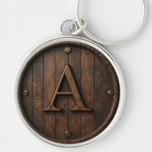 Rustieke Houten Monogram A Ronde Vat Uithangbord � Sleutelhanger