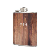 Rustieke houten monogram heupfles (Links)