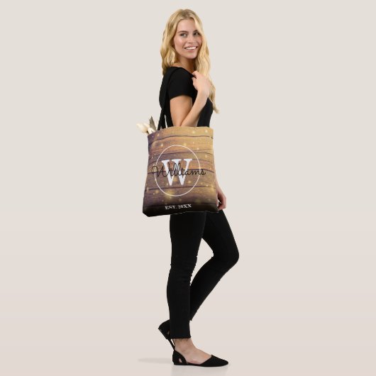Rustieke Houten Panelen Monogram Draagtas (Op model)