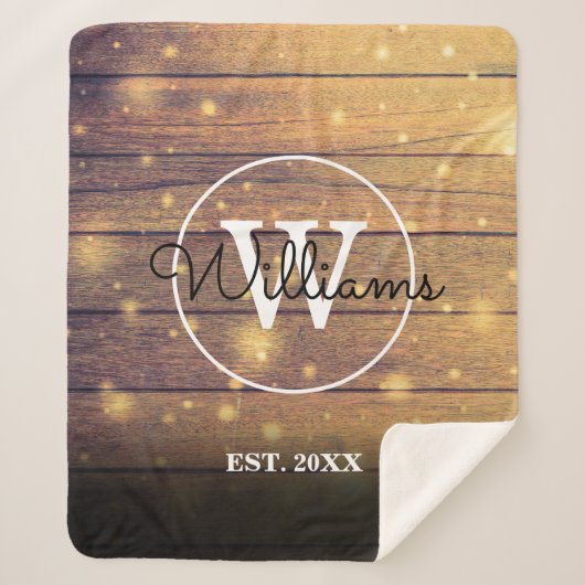 Rustieke Houten Panelen Monogram Sherpa Deken (Voorkant)