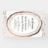 Rustieke houten plak koperen Folie herfst bruiloft Spandoek (Horizontaal)